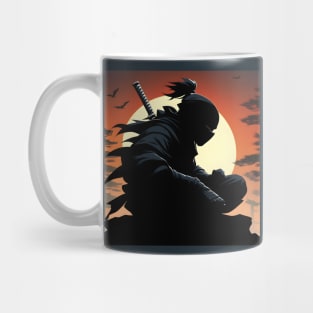 Ninja sitting on top silhouette Mug